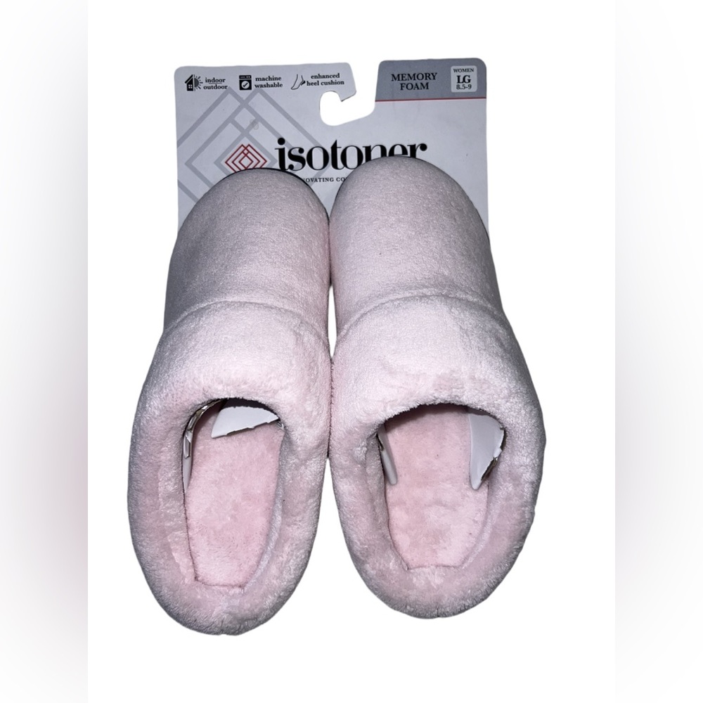 Isotoner Signature Micro Terry Sport Hoodback Indoor/Outdoor Slippers 8-8.5 NWT - Picture 3 of 6